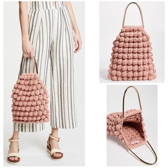 Ulla Johnson Barranco Crochet Knit Pom Tote Bag - Picture 2 of 5